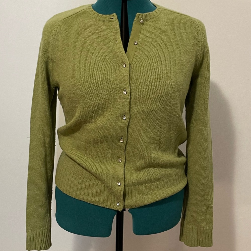 J. Crew Sweater w/Bling Buttons Cardigan in Dusty Mint Green